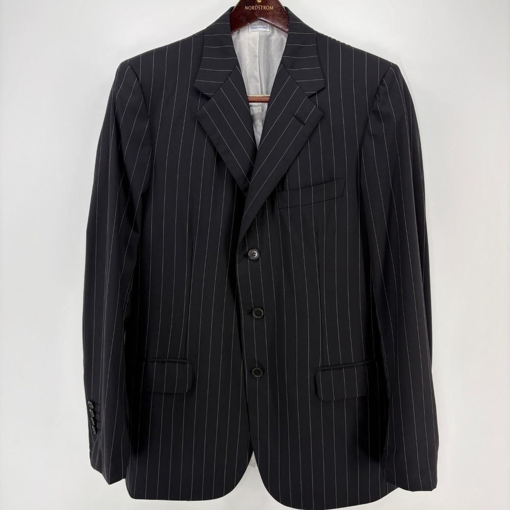 Brioni Blazer 40R Super 180s Wool Pinstripe Made Italy Black Sport Coat